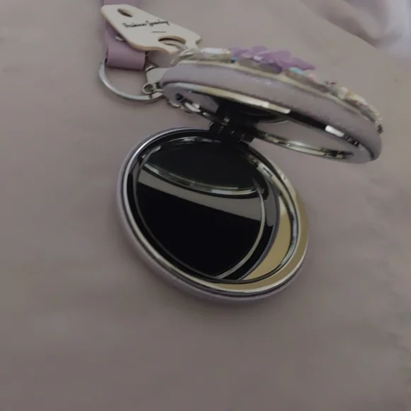 Embellished Lilac Floral Crystal (3 in 1) Key Chain, Bagcharm, Mirror - Picture 6 of 8